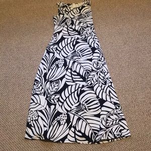 Talbots Navy and White Print Maxi Dress